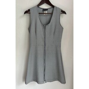 Vintage 90s Y2K Anxiety Houndstooth Zip Jumper Pinafore Overall Dress S Academia